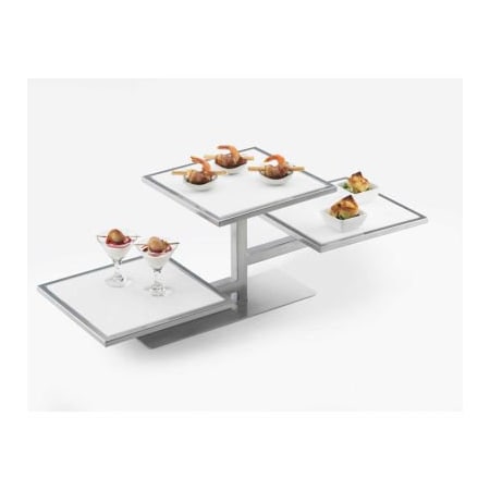 Cal-Mil Cal-Mil, One by One 3 Tiered Riser 32-1/4"W x 13"D x 10-1/2"H, Silver Frame 1140-74